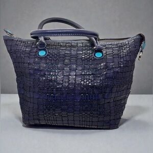 Gabs Firenze Navy Weaved Italian Leather Handbag